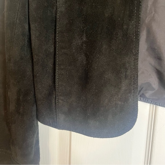 Vintage AstorONE Genuine Leather Jacket Sz S Cropped Black Suede 80s Collarless - Picture 2 of 6